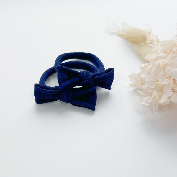 handmade simple bows school colours maroon 1 pairs Navy bow hair tie on white background