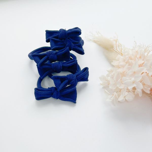 handmade simple bows school colours maroon 1 pairs Navy blue bow hair ties on white background