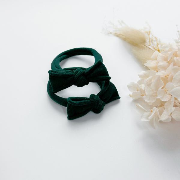 handmade simple bows school colours maroon 1 pairs Dark green bow headbands with dried flowers