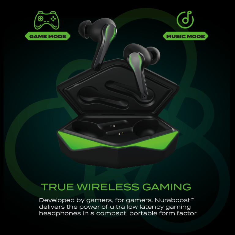 matte black nuraboost edge ultra low latency bluetooth 5.0 gaming true wireless earbuds free au/nz shipping