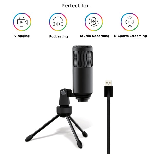 sonictrek studio streaming podcaster usb microphone with desk tripod