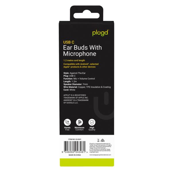 1.2m usb c ear buds with microphone 1.2m usb c ear buds with microphone