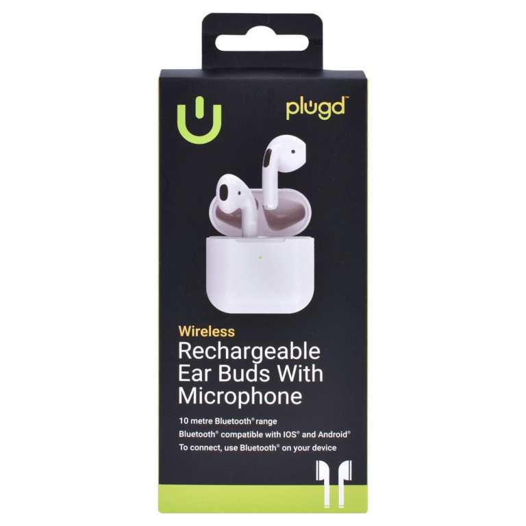 plugd bluetooth rechargeable ear buds with microphone