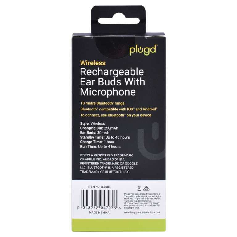plugd bluetooth rechargeable ear buds with microphone