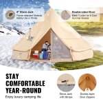 canvas bell tent 3m/9.8ft 4 season canvas tent for camping with stove jack