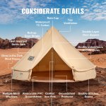 canvas bell tent 3m/9.8ft 4 season canvas tent for camping with stove jack
