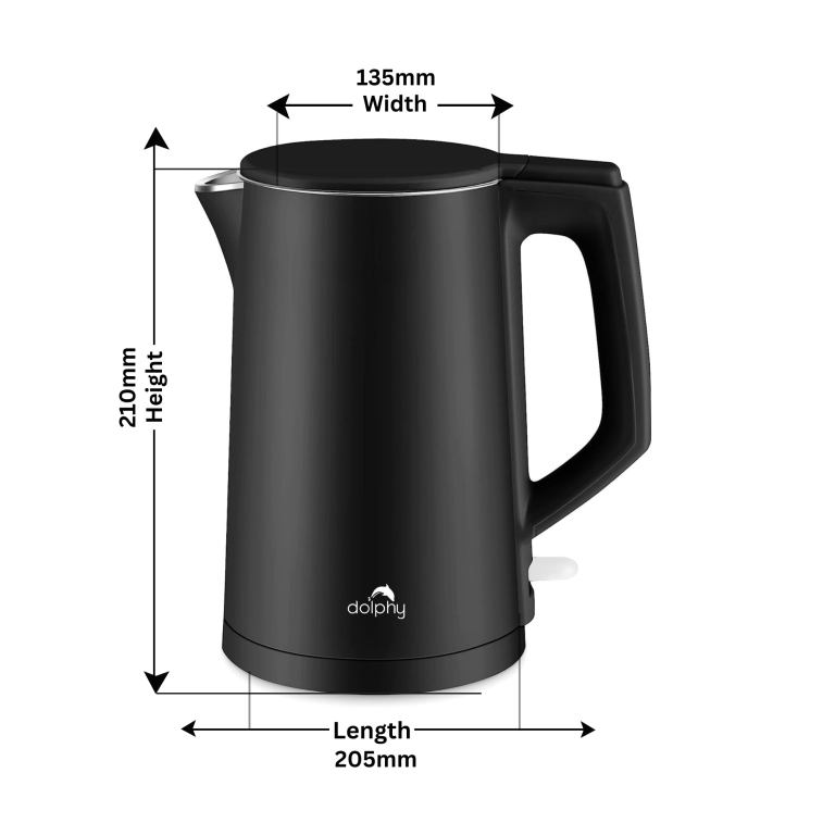 1.0l black stainless steel kettle