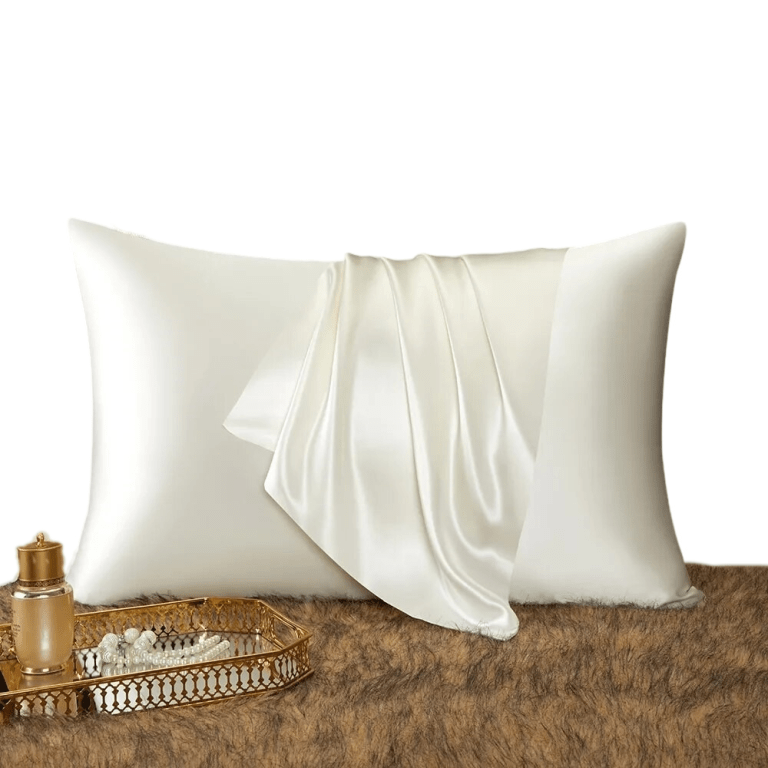 Cream silk pillowcase with draped fabric detail