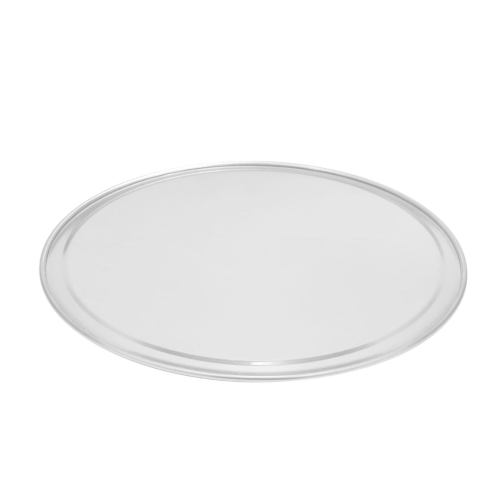 Clear oval glass serving platter on white background