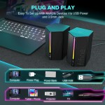 FIFINE Gaming Sound Box with Stereo Surround Sound, USB RGB Speaker with Vol Control for PC,Lattop,PS4/5,TV-Ampligame A20 5