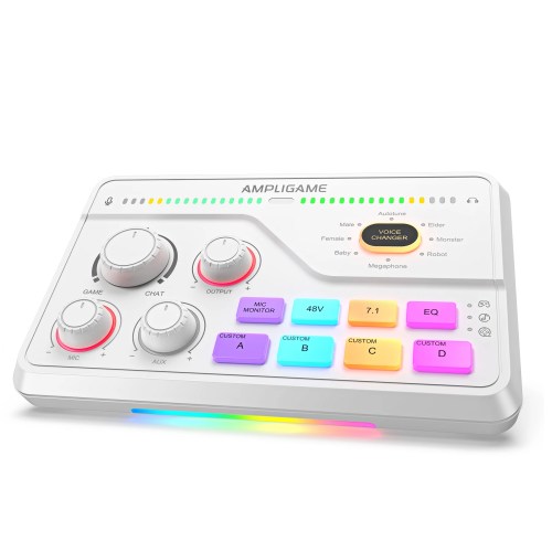 fifine audio mixer with voice changer/knob mute for pc/ps4 ,rgb mixer with 3 eq modes/xlr mic preamp for gaming/streaming sc8w FIFINE Audio Mixer with Voice Changer/Knob Mute for PC/PS4 ,RGB Mixer with 3 EQ Modes/XLR Mic Preamp for Gaming/Streaming-SC8W