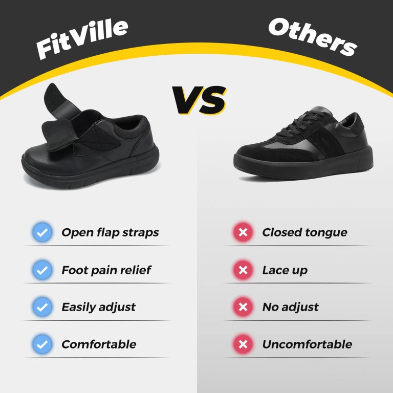 FitVille Diabetic Shoes Extra Wide Comfortable Leather Walking Shoes for Men Orthopedic Dress Shoes Casual Sneakers 6