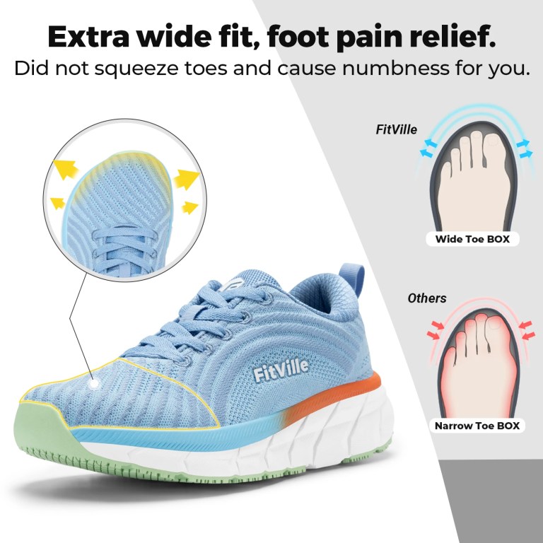 Fitville Women's Sports Shoes Breathable Wide Walking Rnning Jogging Shoes for Women Casual Sneakers Lightweight Comfortable 1