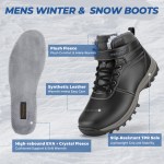 Fittington Men's Hiking Boots Wide Warm Fur Lined Winter Snow Boot Non-slip Outdoor Ankle High-top Trekking Shoes Waterproof 4