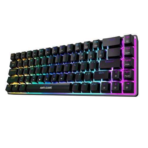 fifine ampligame red axis wired keyboard with hot swappable keys, usb computer silent keyboard with 18 rgb modes for gaming gk1 FIFINE AmpliGame Red Axis Wired Keyboard with Hot-Swappable Keys, USB Computer Silent Keyboard with 18 RGB Modes for Gaming-GK1