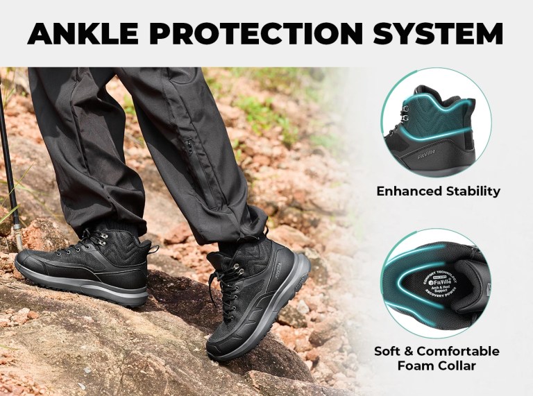 Fitville Hiking Shoes Wide Mid Calf Climbing Boots Water-resistant Trekking Shoes for Men with Arche Support Non-Slip Boot 6