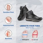 Fittington Men's Hiking Boots Wide Warm Fur Lined Winter Snow Boot Non-slip Outdoor Ankle High-top Trekking Shoes Waterproof 2
