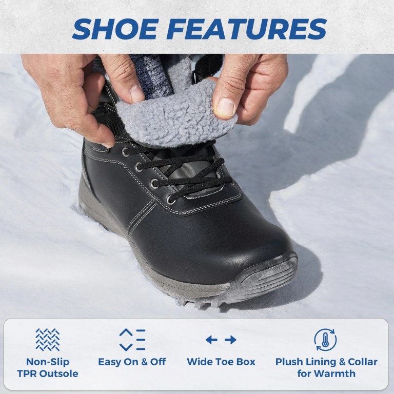 Fittington Men's Hiking Boots Wide Warm Fur Lined Winter Snow Boot Non-slip Outdoor Ankle High-top Trekking Shoes Waterproof 3