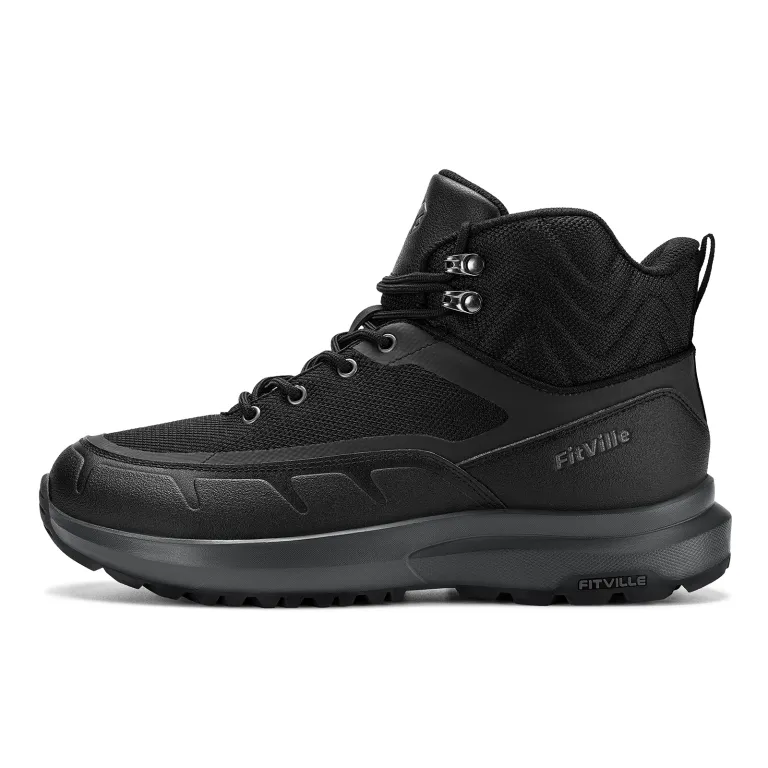 Fitville Hiking Shoes Wide Mid Calf Climbing Boots Water-resistant Trekking Shoes for Men with Arche Support Non-Slip Boot
