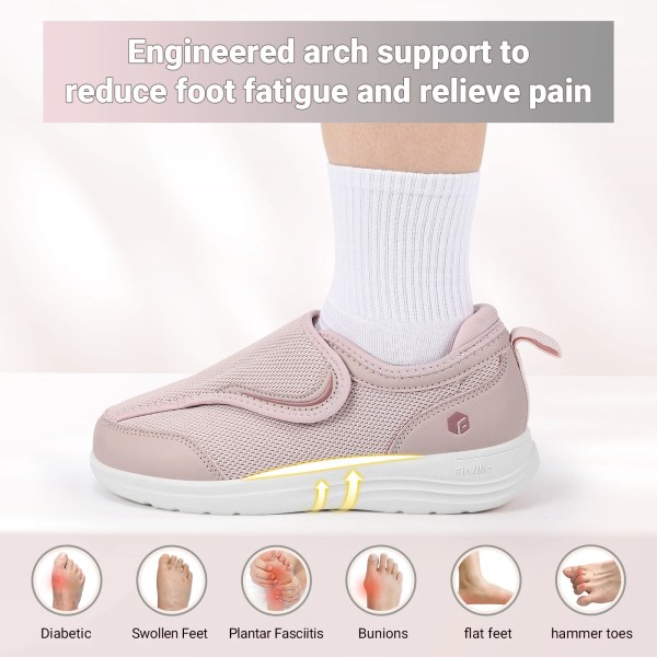 Fittington Women‘s Diabetic Shoes Wide Fully Adjustable Straps EasyTop Wings Diabetic Woman Shoes For Edema&Swollen Feet 5
