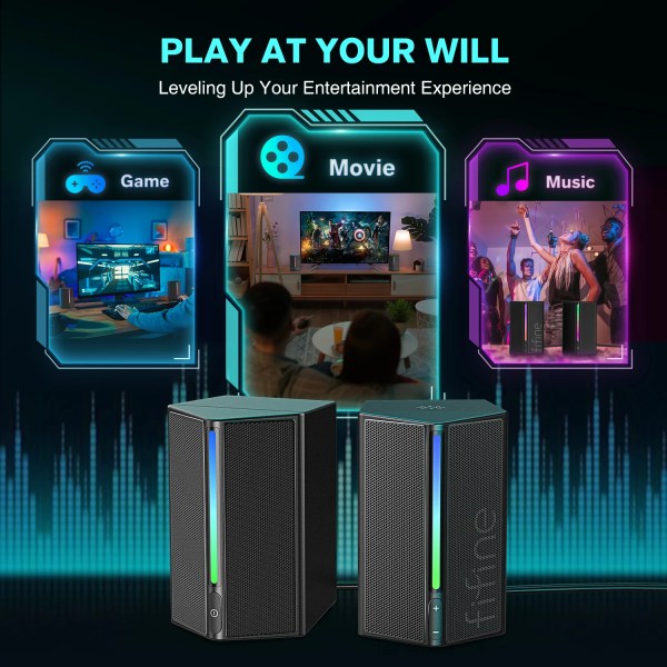 fifine gaming sound box with stereo surround sound, usb rgb speaker with vol control for pc,lattop,ps4/5,tv ampligame a20 FIFINE Gaming Sound Box with Stereo Surround Sound, USB RGB Speaker with Vol Control for PC,Lattop,PS4/5,TV-Ampligame A20 3
