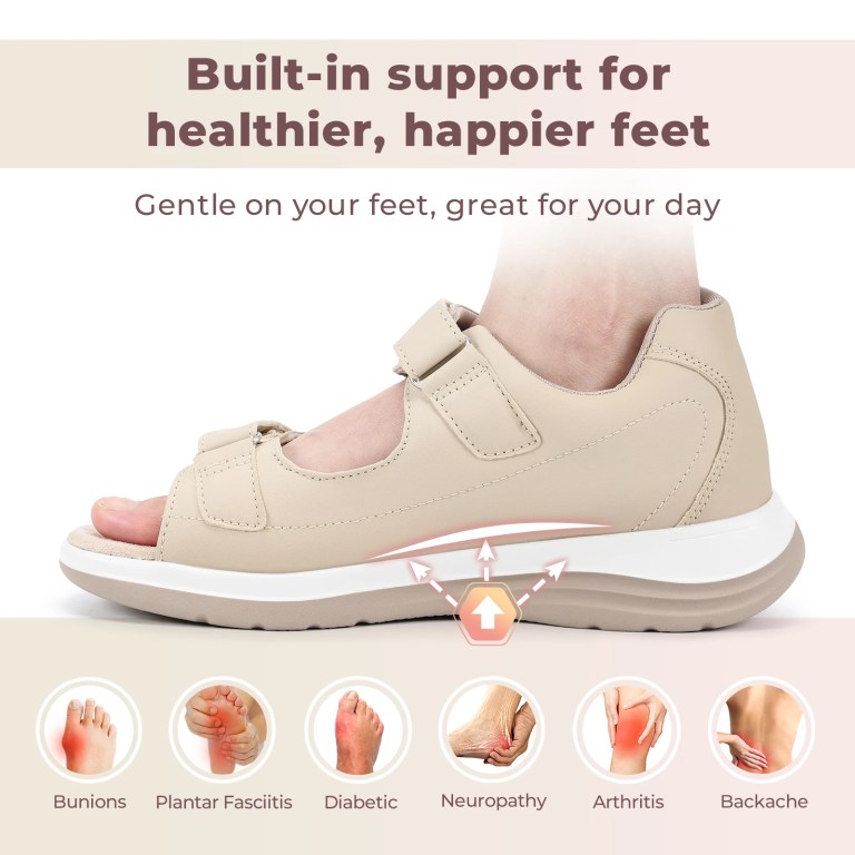 fitville women diabetic sandals wide toe walking shoes for women breathable open toe summer flat sandals arch support slippers FitVille Women Diabetic Sandals Wide Toe Walking Shoes for Women Breathable Open Toe Summer Flat Sandals Arch Support Slippers 3