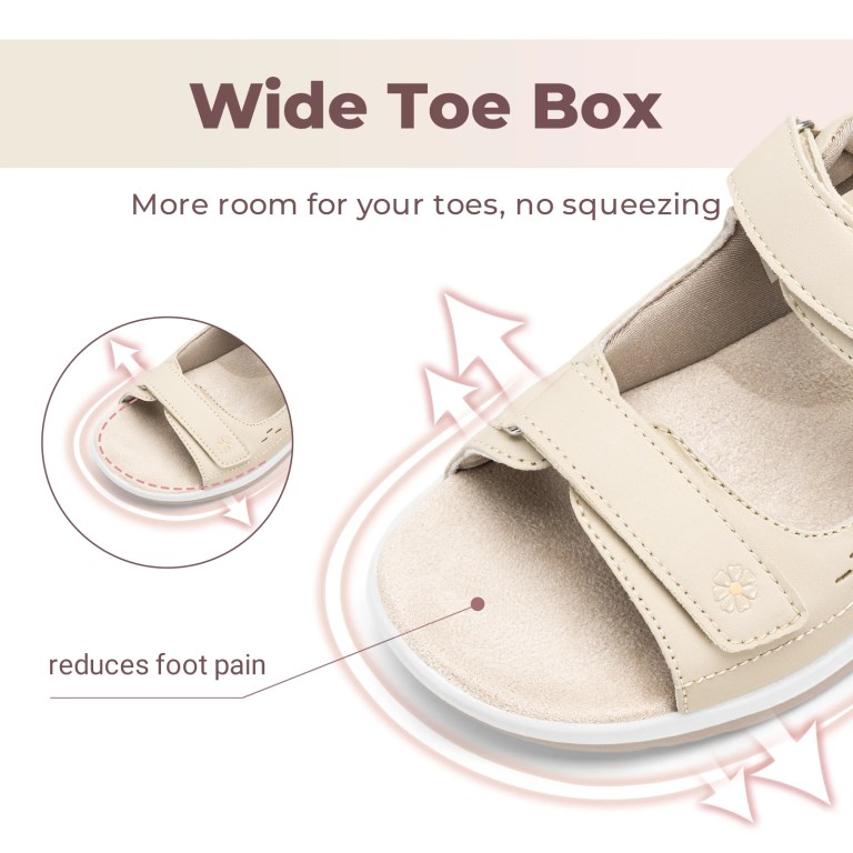 fitville women diabetic sandals wide toe walking shoes for women breathable open toe summer flat sandals arch support slippers FitVille Women Diabetic Sandals Wide Toe Walking Shoes for Women Breathable Open Toe Summer Flat Sandals Arch Support Slippers 2