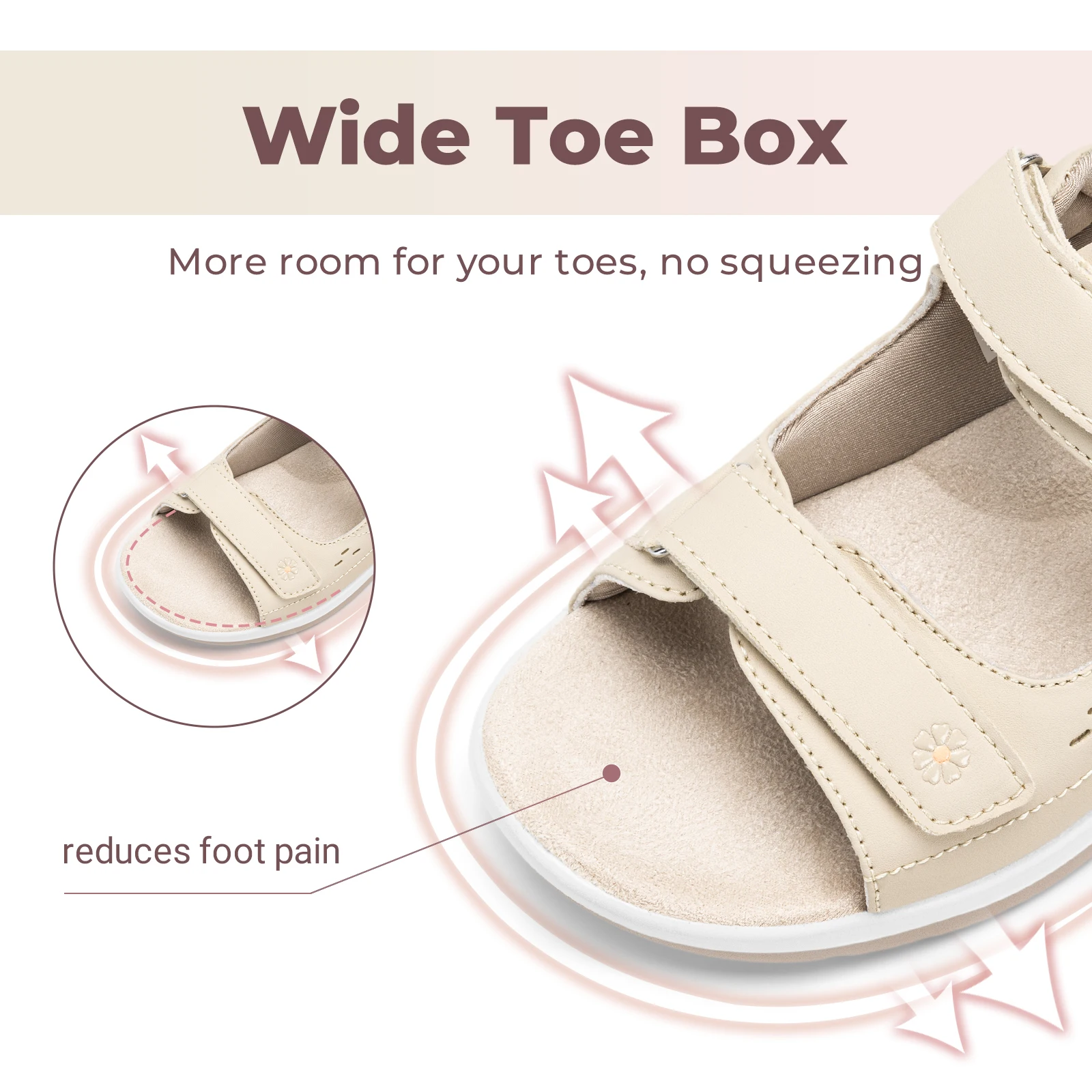 FitVille Women Diabetic Sandals Wide Toe Walking Shoes for Women Breathable Open Toe Summer Flat Sandals Arch Support Slippers 2