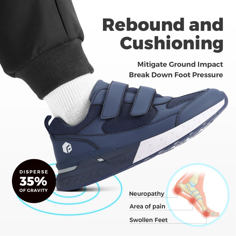 FitVille Wide Walking Shoes Hook Loop Orthopedic Man Casual Sneakers for Swollen Feet Neuropathy Comfort Sport Shoes for Men 5