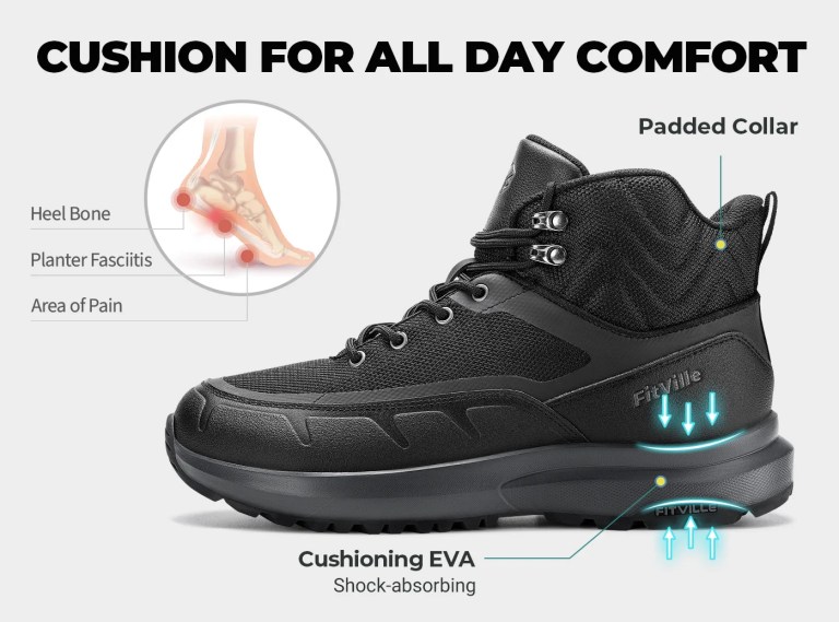 Fitville Hiking Shoes Wide Mid Calf Climbing Boots Water-resistant Trekking Shoes for Men with Arche Support Non-Slip Boot 3