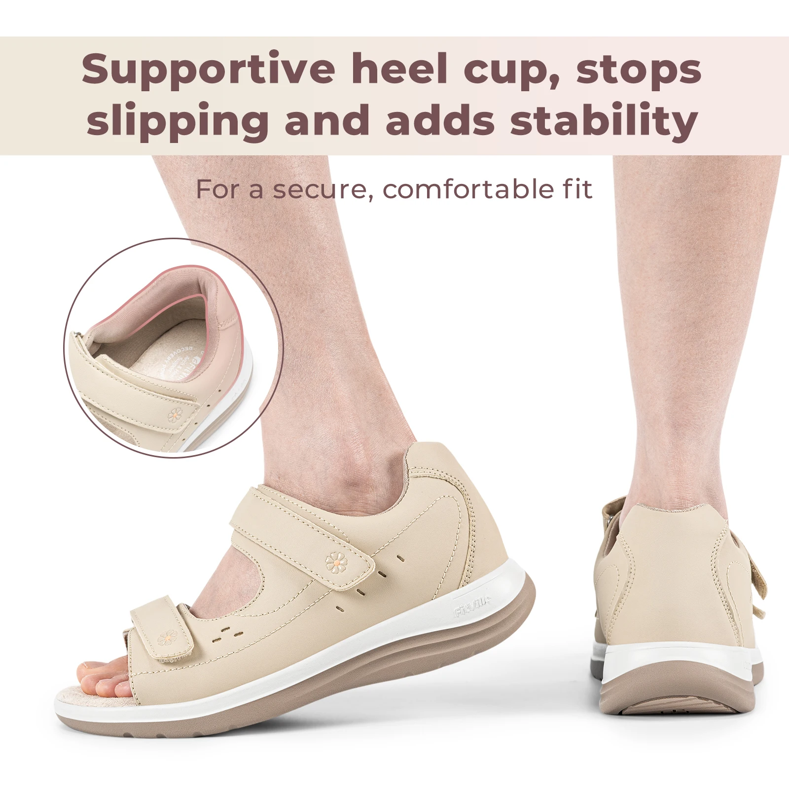 FitVille Women Diabetic Sandals Wide Toe Walking Shoes for Women Breathable Open Toe Summer Flat Sandals Arch Support Slippers 6
