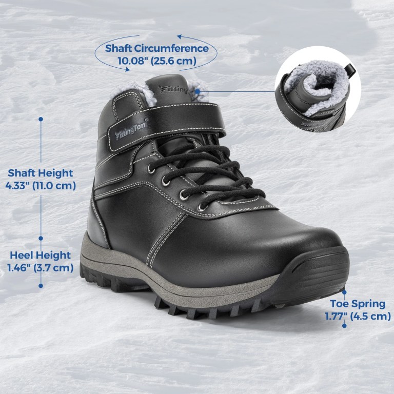 Fittington Men's Hiking Boots Wide Warm Fur Lined Winter Snow Boot Non-slip Outdoor Ankle High-top Trekking Shoes Waterproof 5