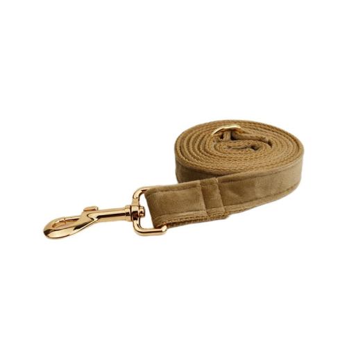 Beige dog leash with gold clasp hardware