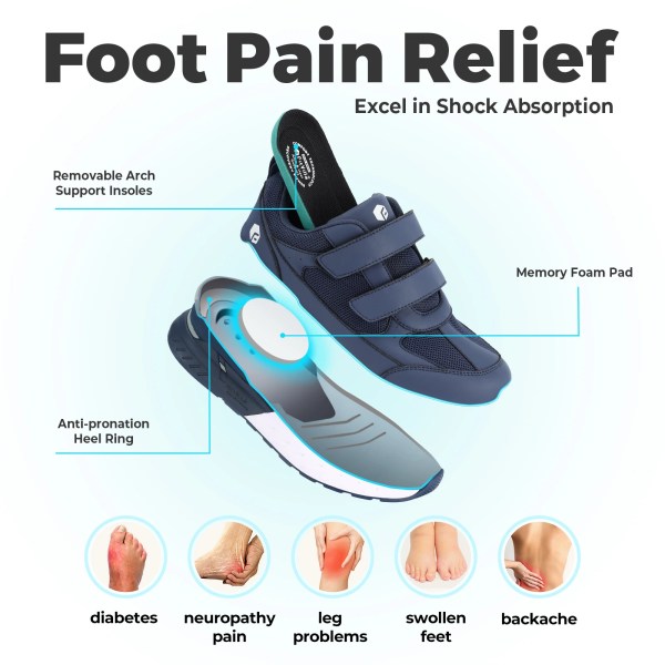 fitville wide walking shoes hook loop orthopedic man casual sneakers for swollen feet neuropathy comfort sport shoes for men FitVille Wide Walking Shoes Hook Loop Orthopedic Man Casual Sneakers for Swollen Feet Neuropathy Comfort Sport Shoes for Men 2