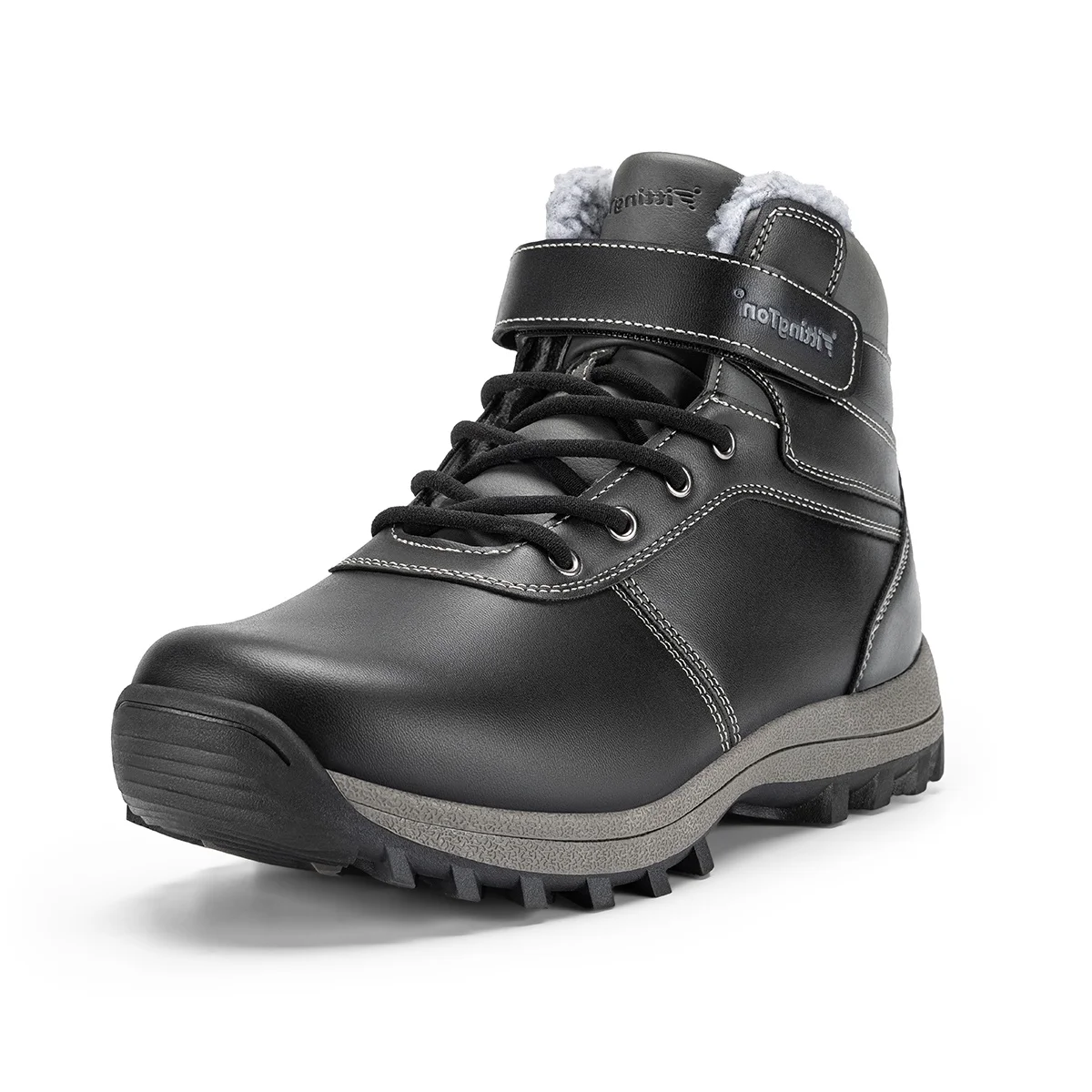 Fittington Men's Hiking Boots Wide Warm Fur Lined Winter Snow Boot Non-slip Outdoor Ankle High-top Trekking Shoes Waterproof