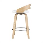 Modern wooden bar stool with white cushion