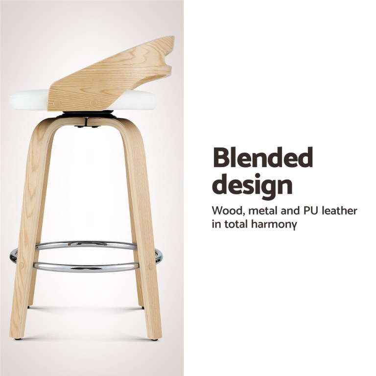 Modern wooden bar stool with white seat