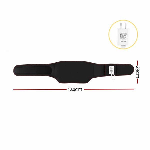 livemor back massager for sciatica relief, airbag traction and heat lumbar support belt, 124cm Black heated waist belt with controller and adapter