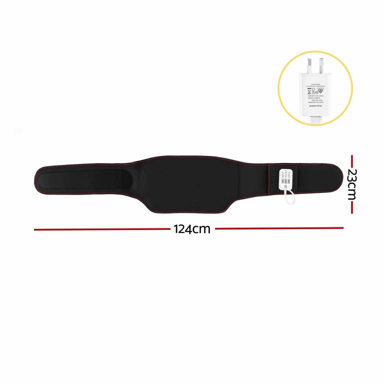 livemor back massager for sciatica relief, airbag traction and heat lumbar support belt, 124cm Black heated waist belt with controller and adapter