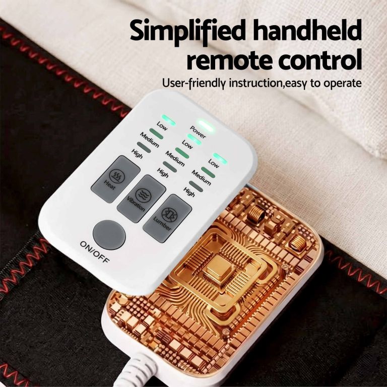 livemor back massager for sciatica relief, airbag traction and heat lumbar support belt, 124cm Handheld remote for heated massage pad