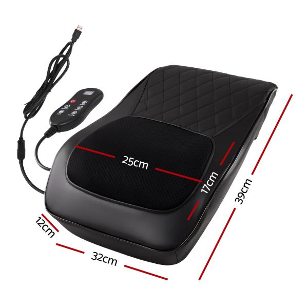 livemor back massager with heat and traction, neck and shoulder massage pillow, ergonomic backrest for office chair & sofa, lumbar support cushion with 2 level thermal relief, 6 modes for cervical & full body pain relief, large Black heated massage seat cushion with remote