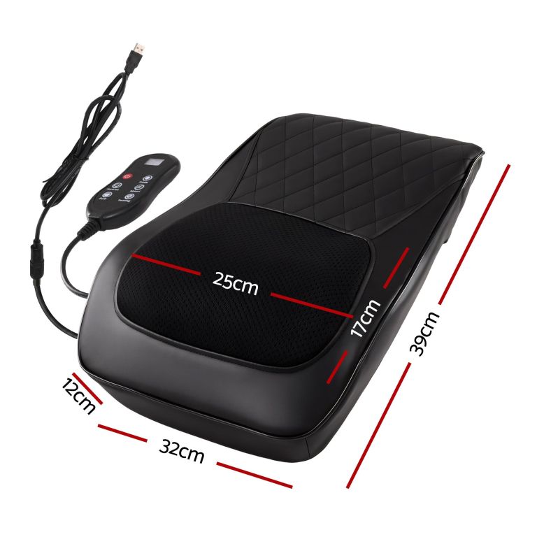 livemor back massager with heat and traction, neck and shoulder massage pillow, ergonomic backrest for office chair & sofa, lumbar support cushion with 2 level thermal relief, 6 modes for cervical & full body pain relief, large Black heated massage seat cushion with remote