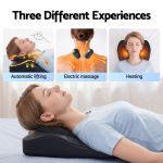 livemor back massager with heat and traction, neck and shoulder massage pillow, ergonomic backrest for office chair & sofa, lumbar support cushion with 2 level thermal relief, 6 modes for cervical & full body pain relief, large Neck massager with lifting, massage and heating modes