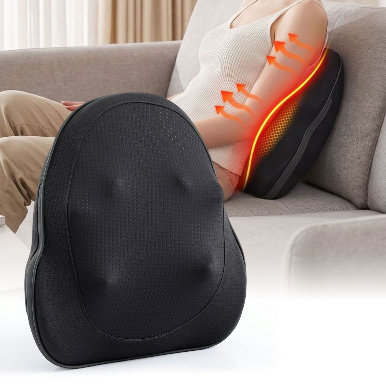 Heated back and arm massager on couch