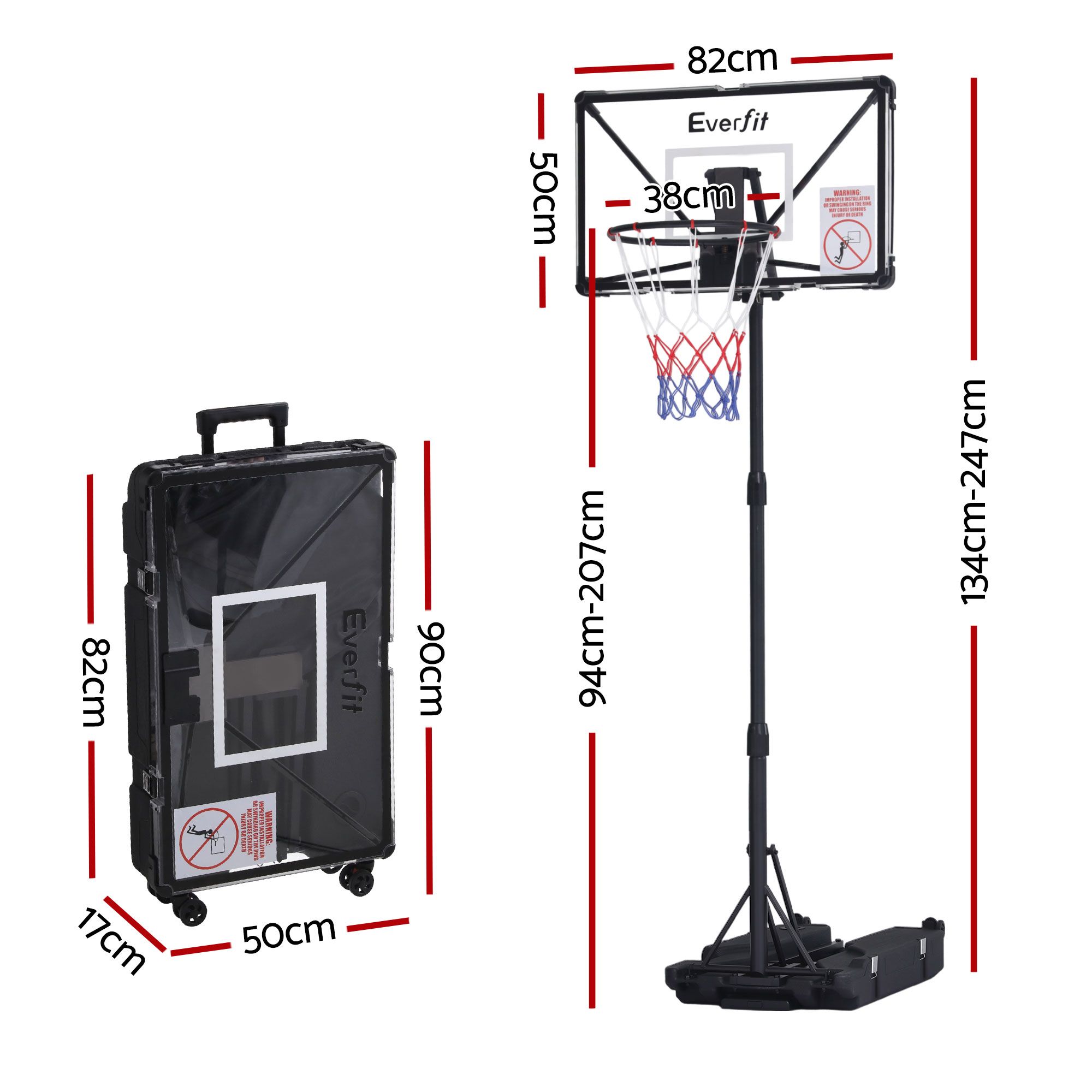 Retractable Hoop Everfit Portable Basketball Hoop On Sale