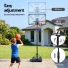 Adjustable backyard basketball hoop with child playing