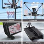 everfit portable basketball hoop system adjustable full foldable stand 2.07m Portable basketball hoop with steel rim and base