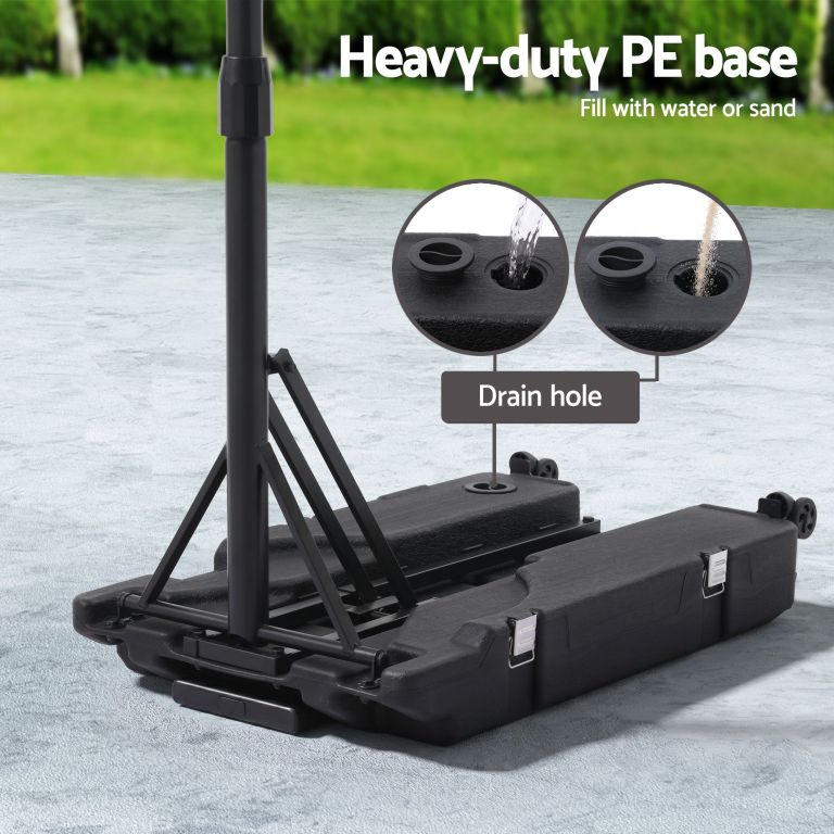 everfit portable basketball hoop system adjustable full foldable stand 2.07m Heavy-duty PE umbrella base with fill hole