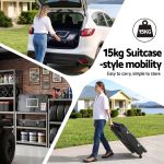 everfit portable basketball hoop system adjustable full foldable stand 2.07m Woman loading 15kg suitcase-style mobility device