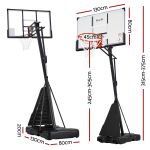 everfit 3.05m basketball hoop stand system portable height adjustable net ring Adjustable portable basketball hoop with dimensions labelled